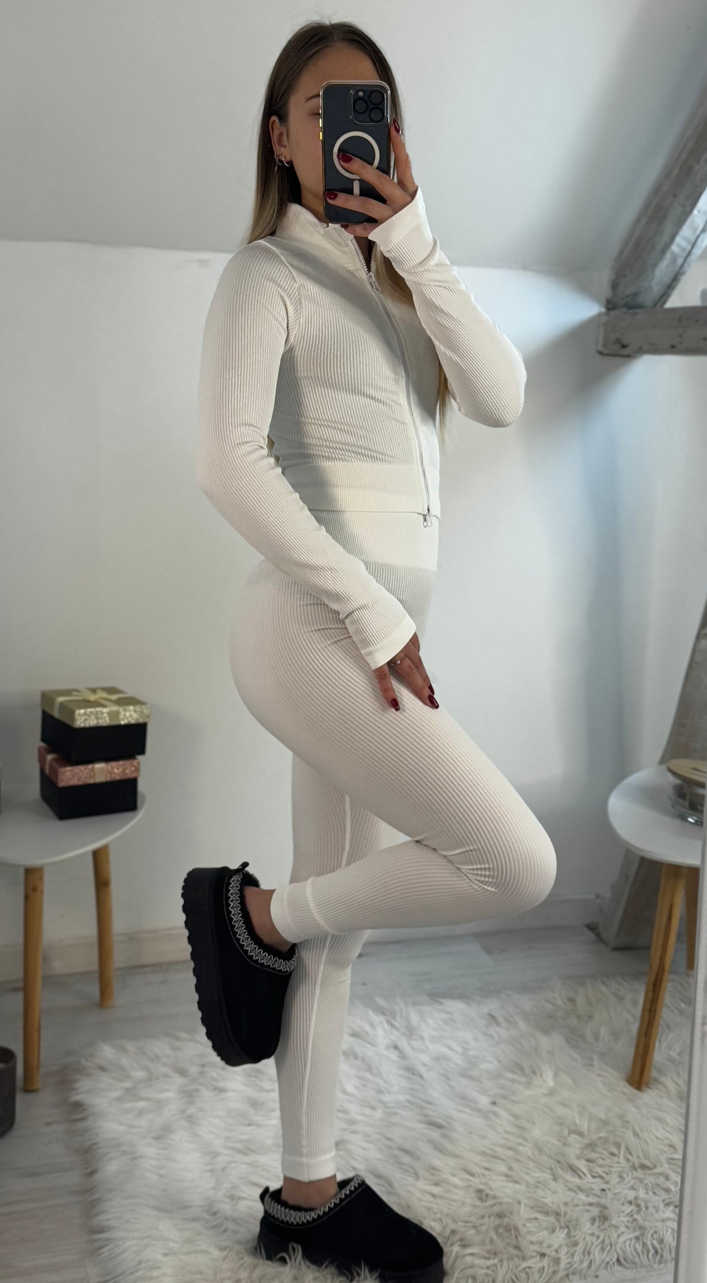 Ensemble côtelé blanc