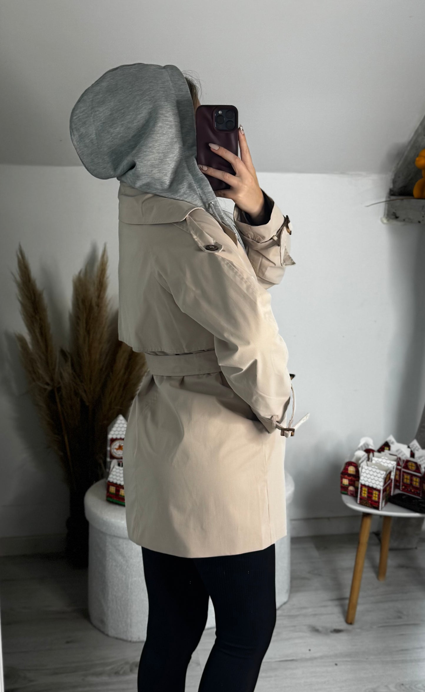 Trench mi-long avec capuche