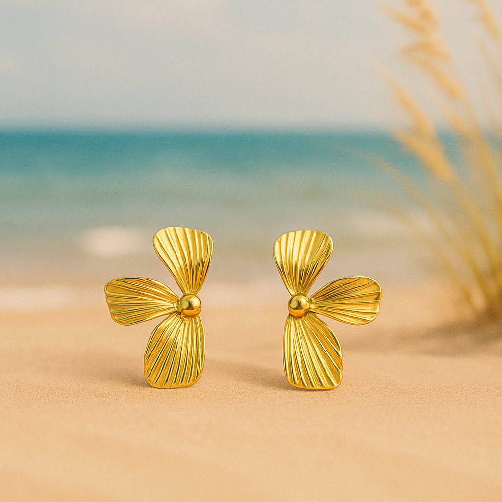 Boucles d'oreilles demi-fleur en acier inoxydable