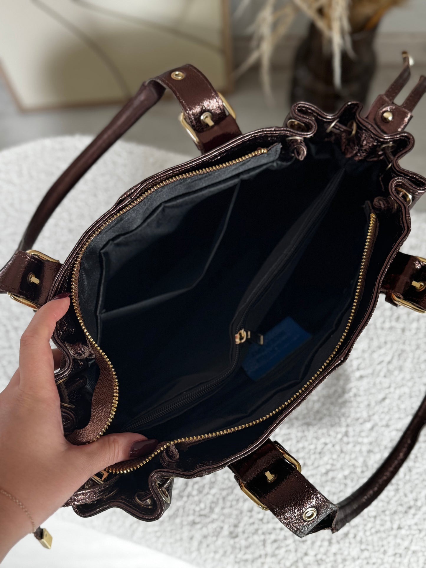 Sac en cuir SOHOA taille S Marron irisée
