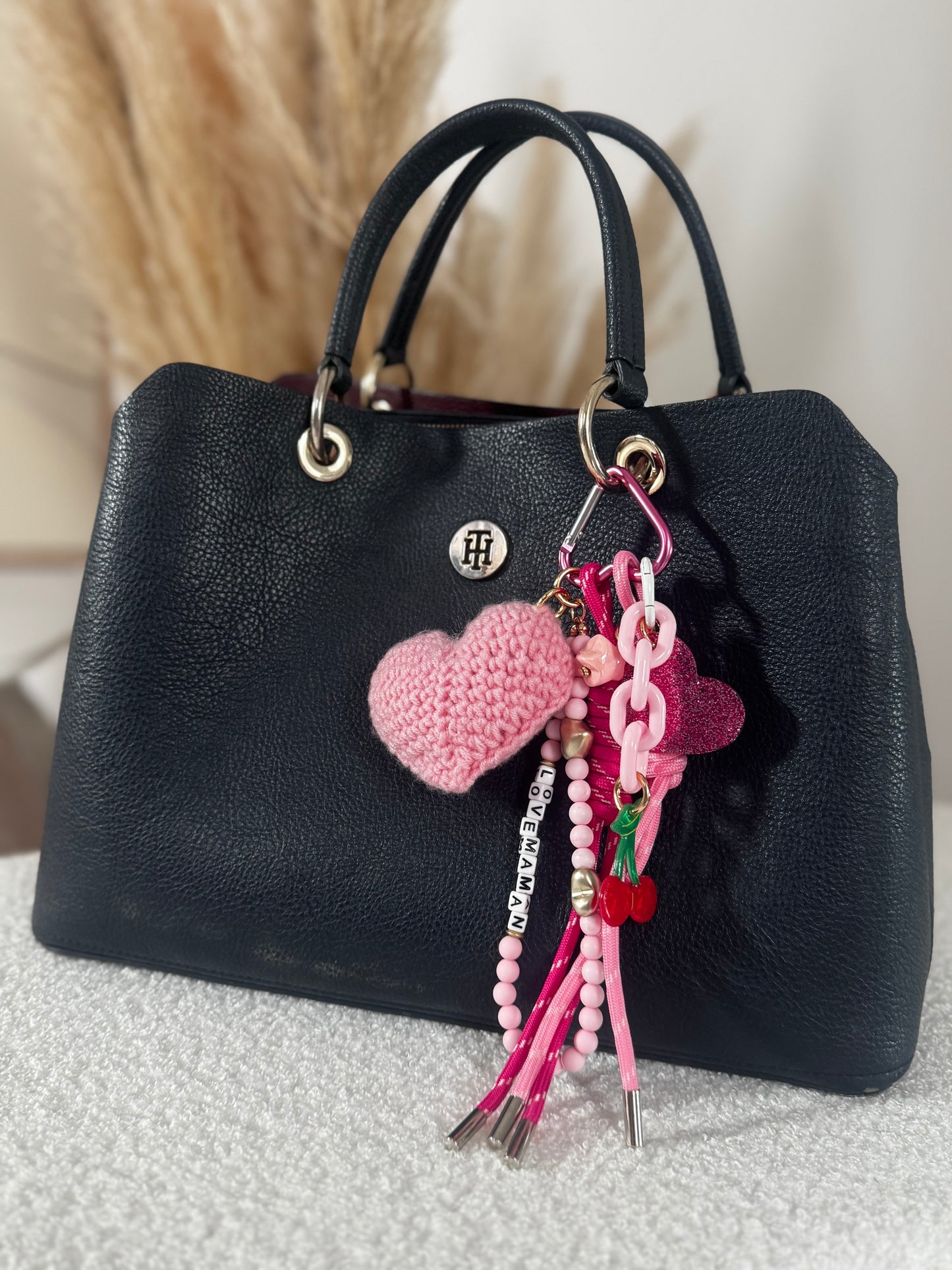 Grigri pour sac Coeur rose