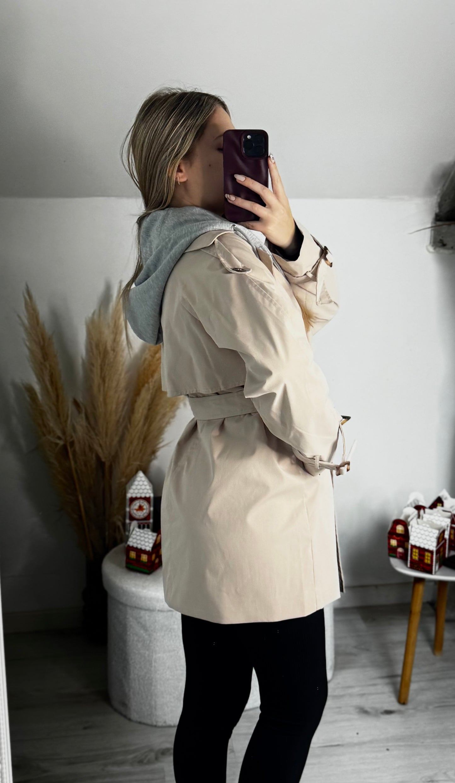 Trench mi-long avec capuche