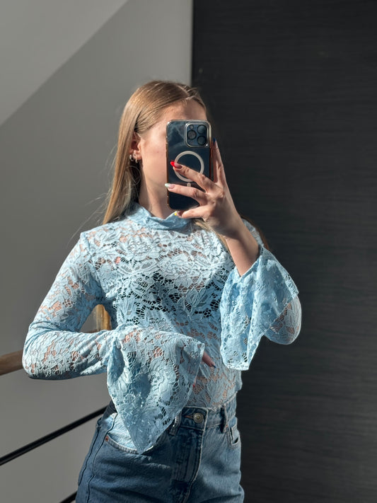 T-shirt en dentelle Bleu ciel