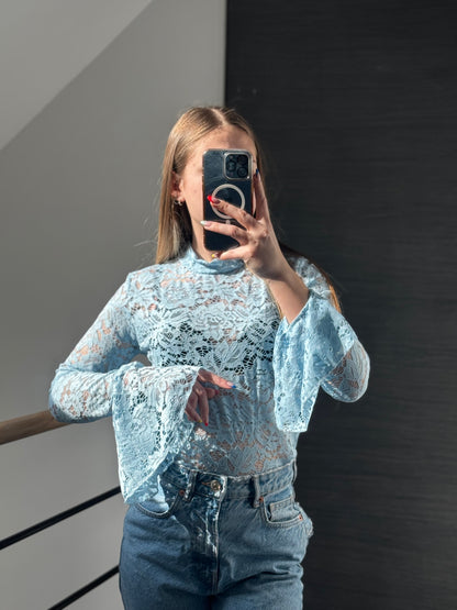T-shirt en dentelle Bleu ciel
