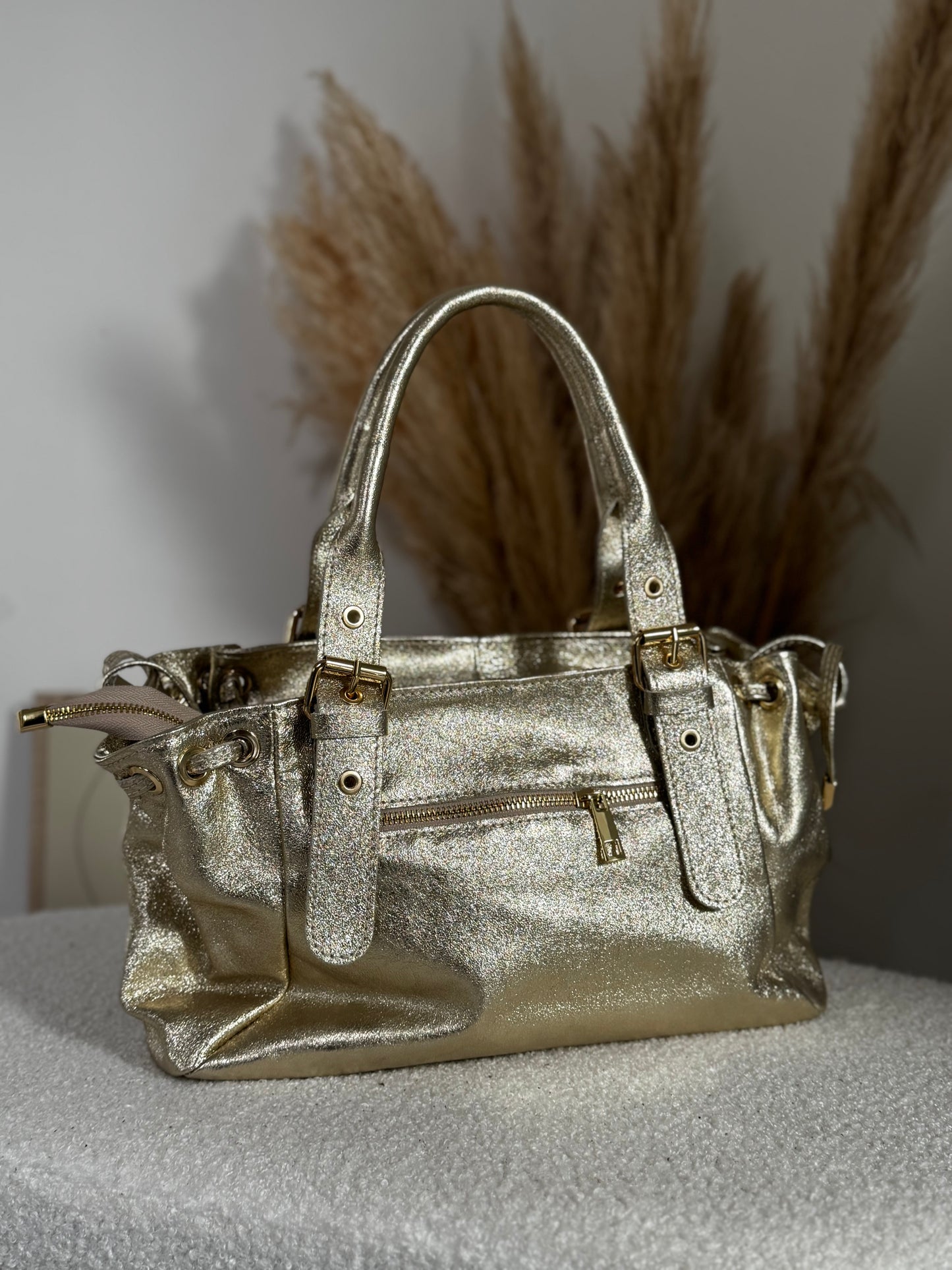 Sac en cuir SOHOA taille S doré irisée