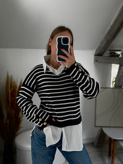 Pull à rayure avec chemise