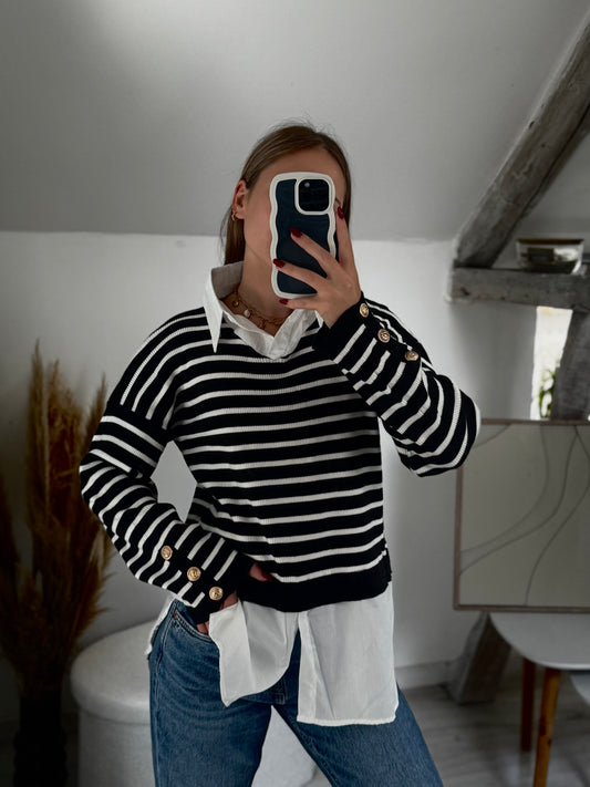 Pull à rayure avec chemise