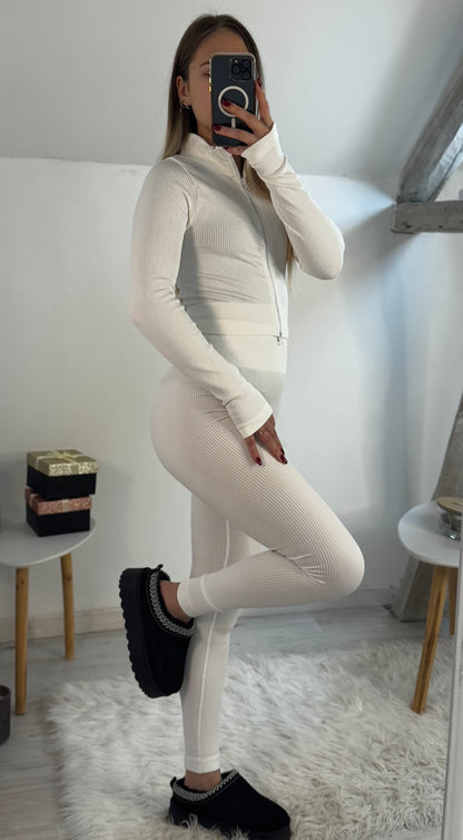 Ensemble côtelé blanc