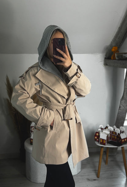Trench mi-long avec capuche