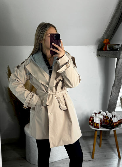 Trench mi-long avec capuche
