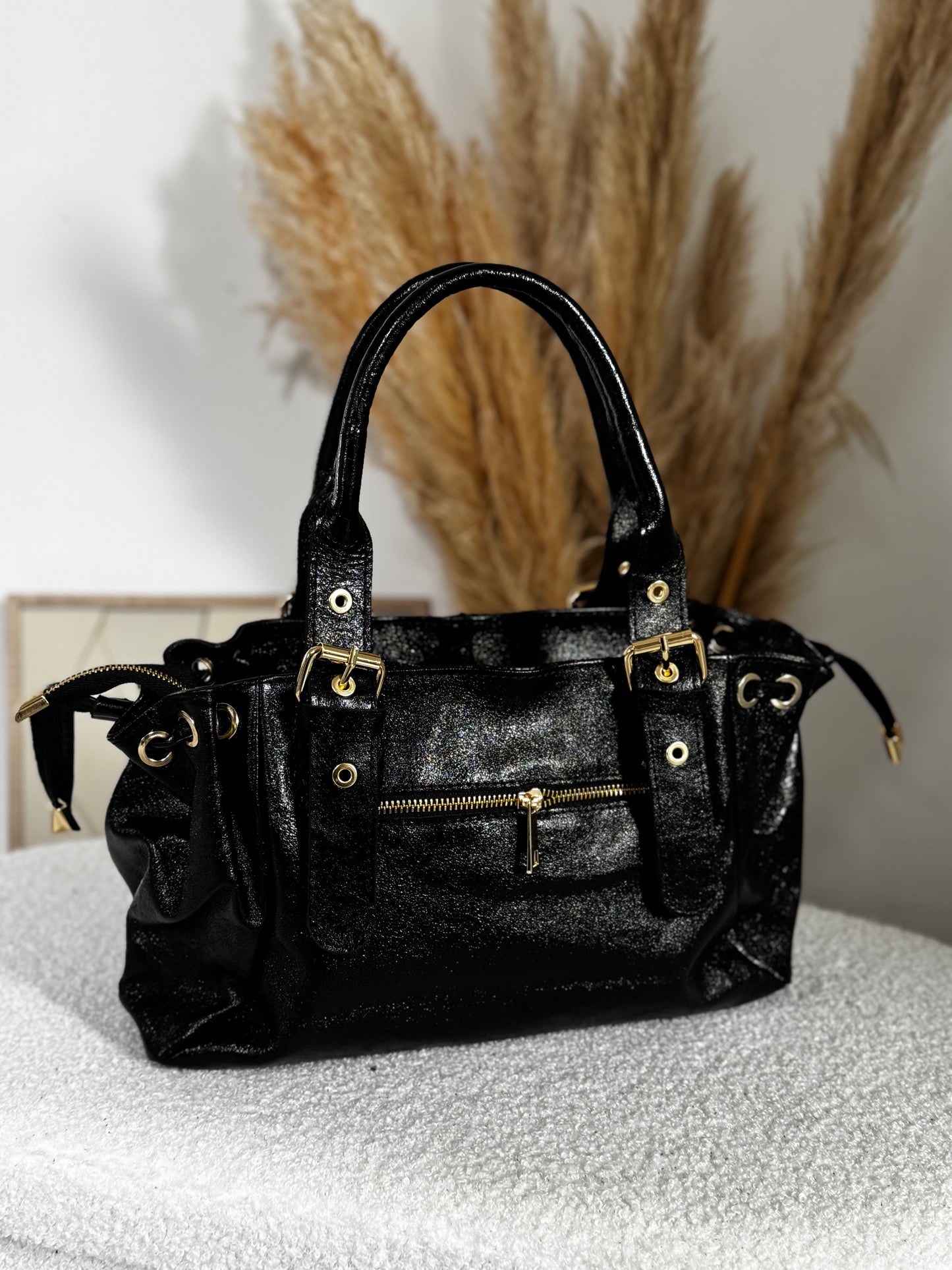 Sac en cuir SOHOA taille S Noir irisée