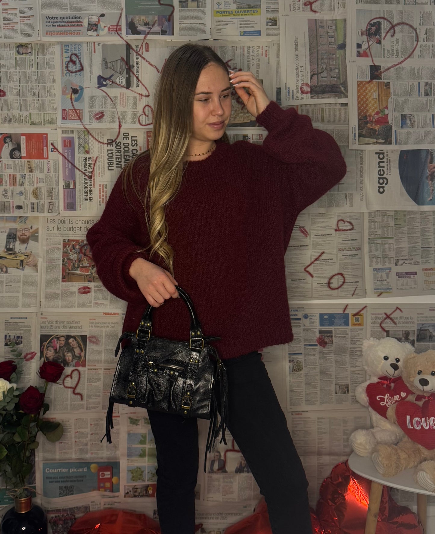 Pull Léane Bordeaux défectueux