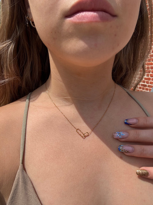 Collier avec pandentif rectangle en acier inoxydable