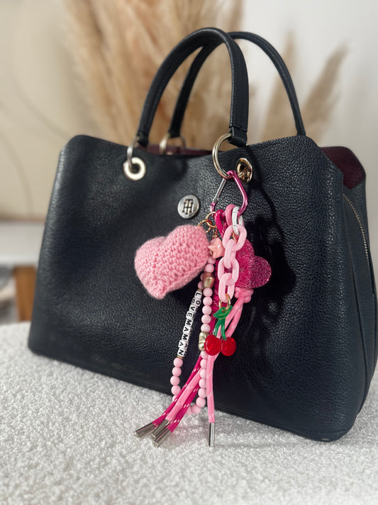 Grigri pour sac Coeur rose