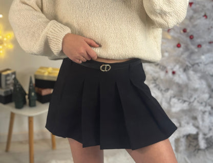 Jupe short à plis avec ceinture
