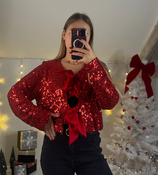 Top à noeud brillant (rouge)