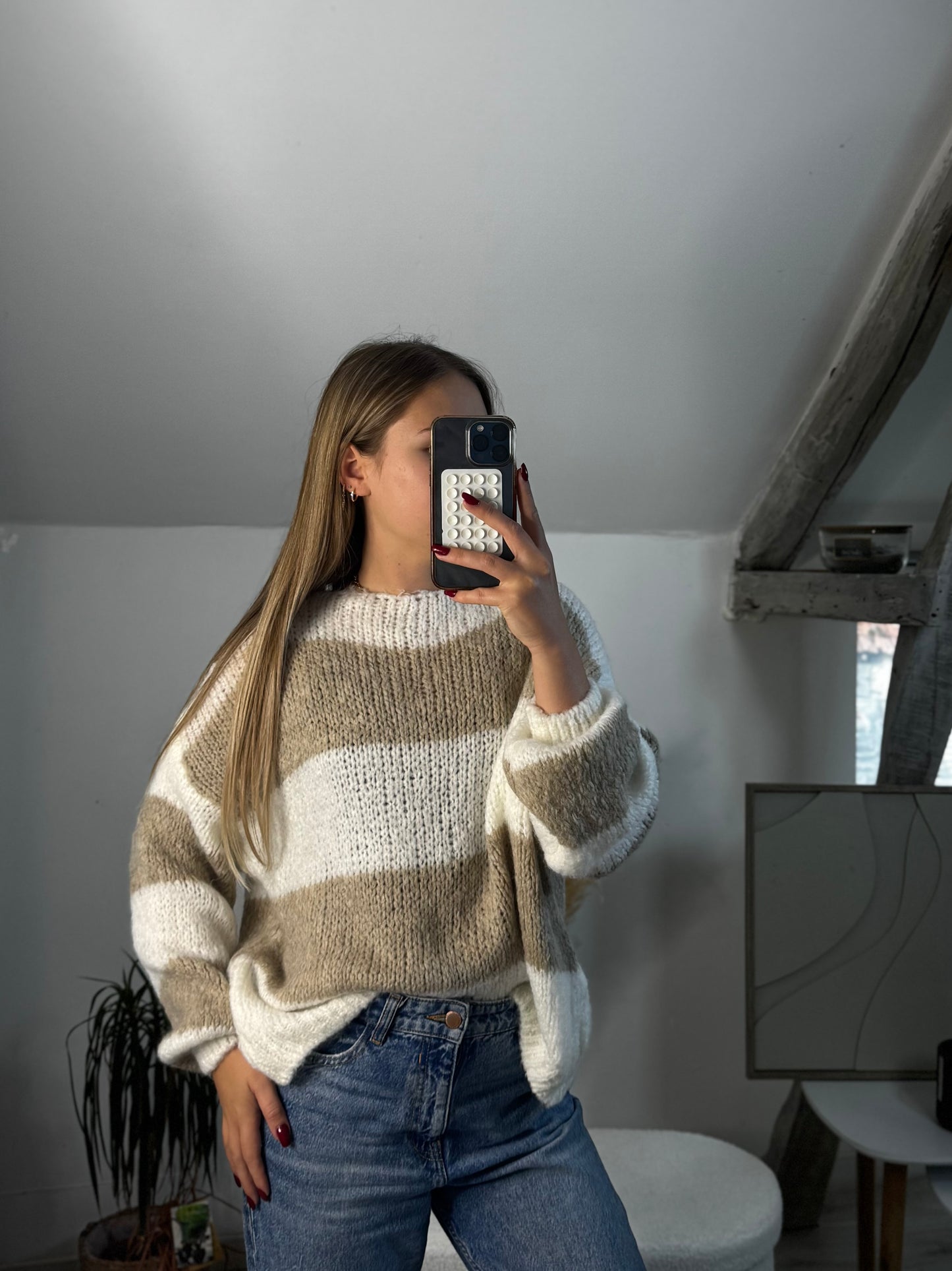 Pull à noeud Julia beige