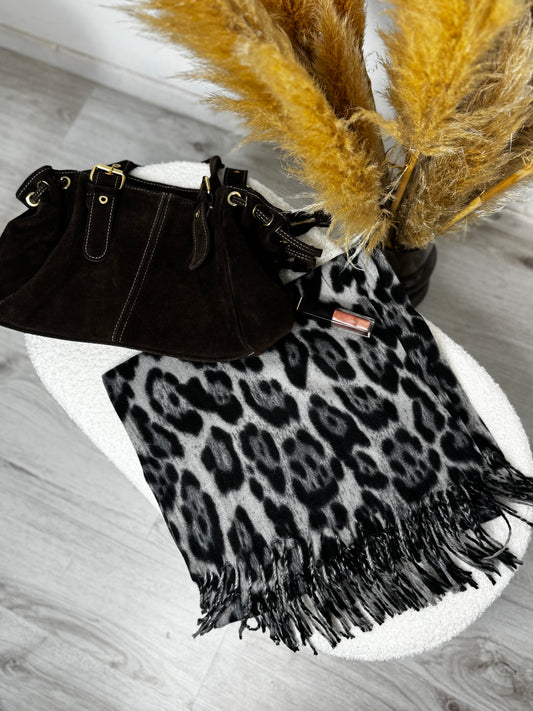 Echarpe Léopard Gris